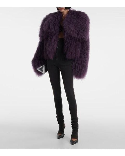 The Attico Purple Fluffy Fur Coat