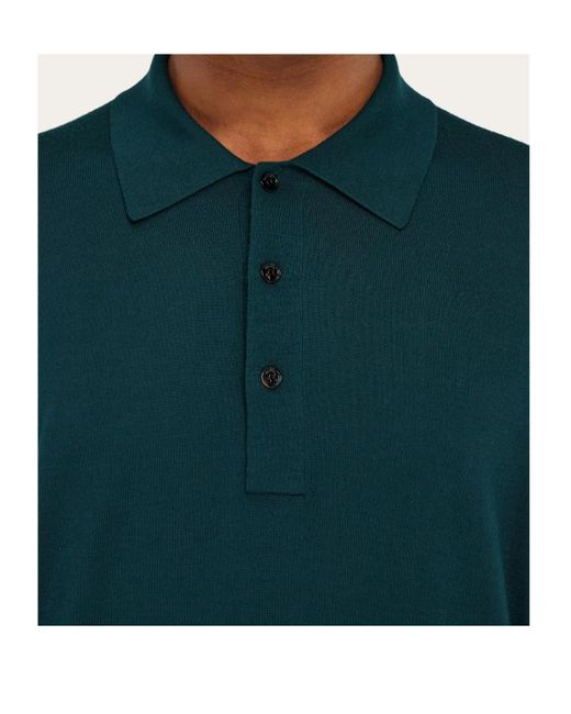 Ferragamo Green Ferragamo Long-Sleeved Polo Shirt for men
