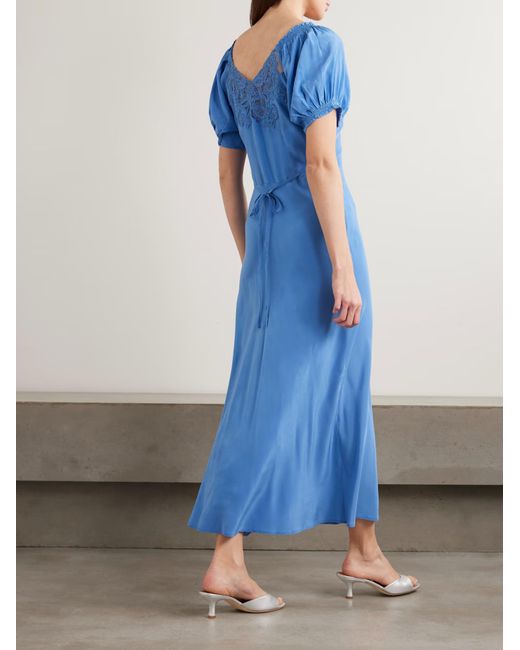 Rixo Blue Lace Collar Dress
