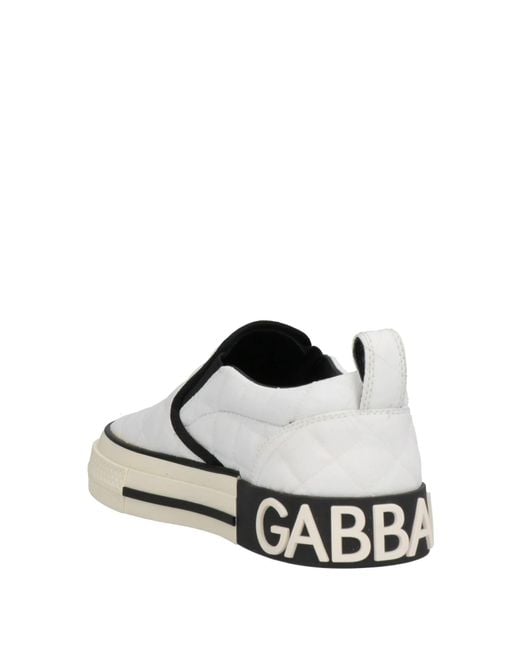 Dolce & Gabbana White Solid Color Round-Toe Sneakers