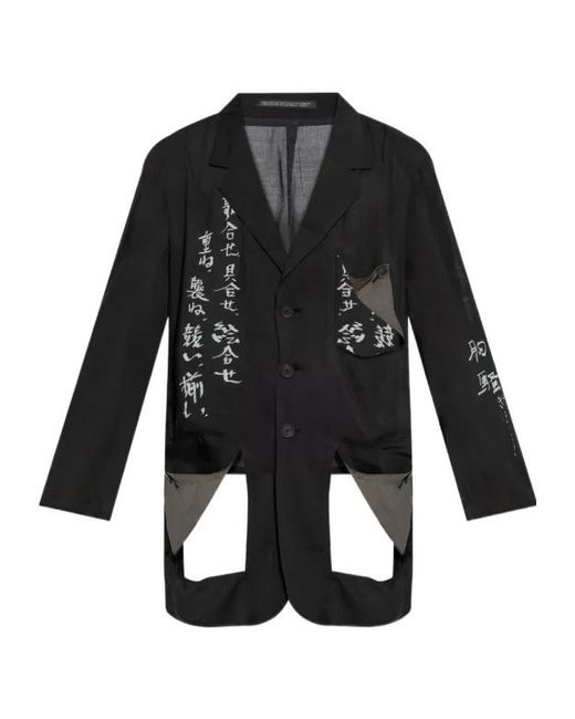 Yohji Yamamoto Black Cut Out-Detail Blazer for men