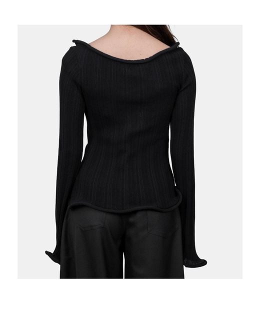 Séfr Black Séfr Giselle Wide Neck Knitted Top