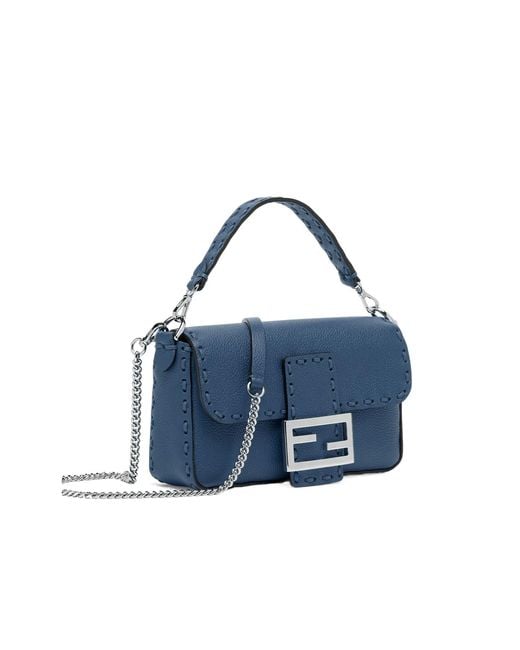 Fendi Blue Baguette Mini Shoulder Bag