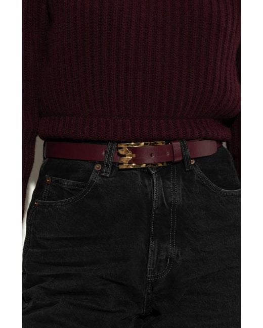 Victoria Beckham White Buckle-Detail Leather Belt