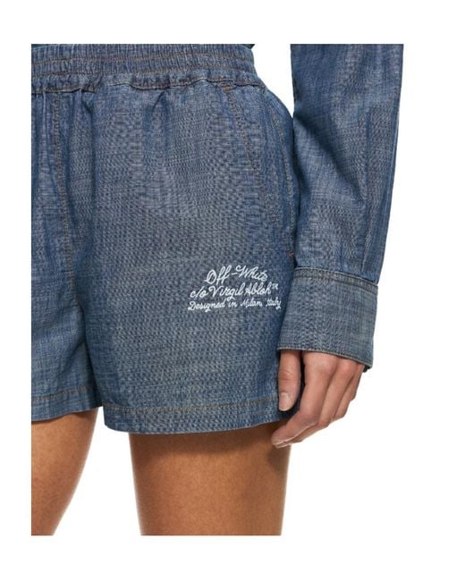 Off-White c/o Virgil Abloh Blue Chambray Denim Pajama Shorts