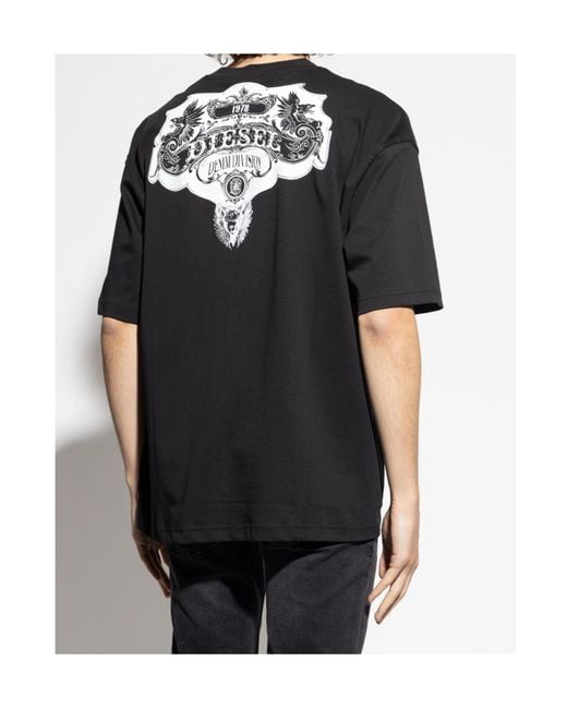 DIESEL Black T-Boggy-T3 Logo-Embroidered T-Shirt for men
