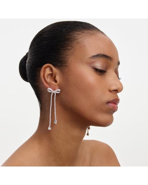 Self-Portrait White Crystal Bow Dangle Earring