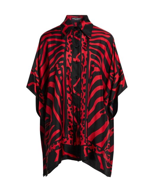 Dolce & Gabbana Red Printed Oversize Shirts