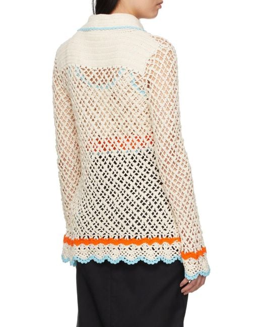 Sportmax White Crochet Effect Knitted Shirt