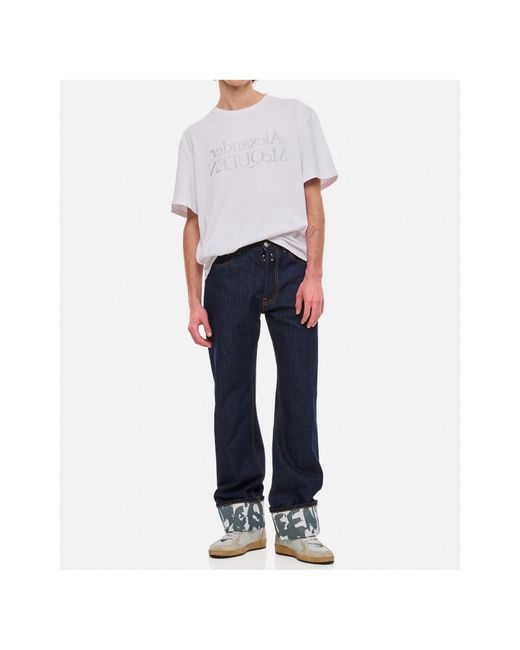 McQueen Blue Mcqueen Graffiti Straight Jeans for men