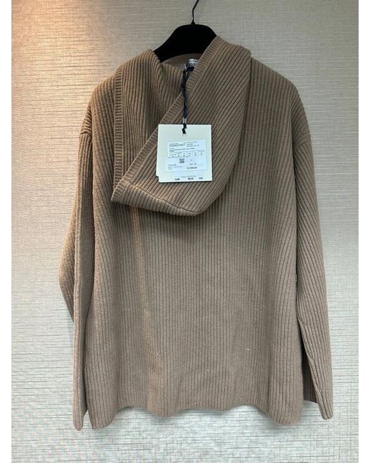 Max Mara Brown Hooded Ribbed Jumper