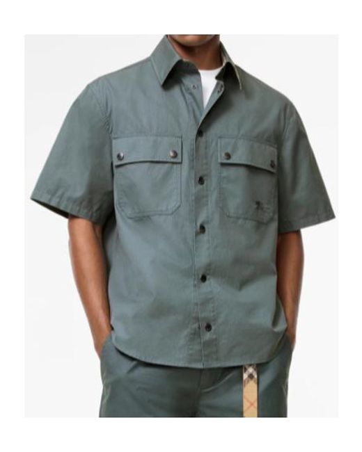 Burberry Green Relaxed Fit Tropical Gabardine Shirt for men