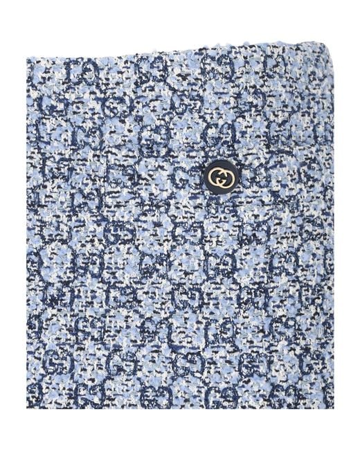 Gucci Blue Monogrammed Tweed Skirts