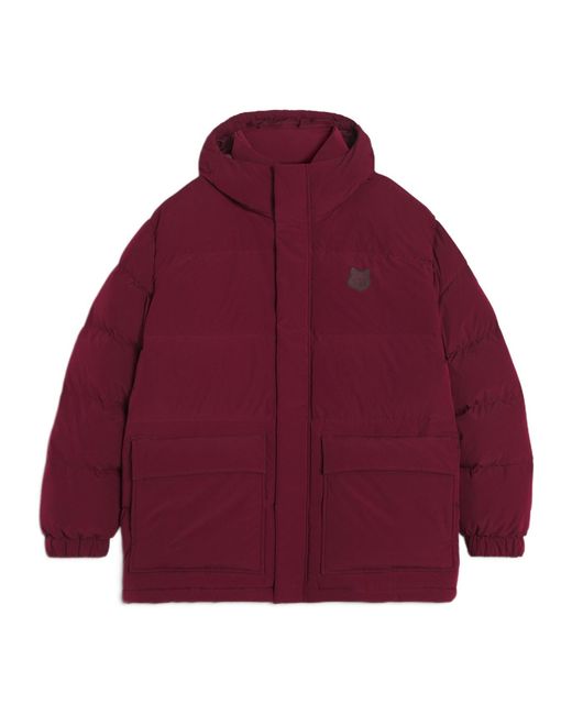 Maison Kitsuné Red Hooded Down Jacket for men
