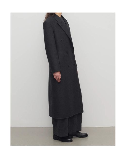 The Row Black Hariet Double-Breasted Mid-Length Coat