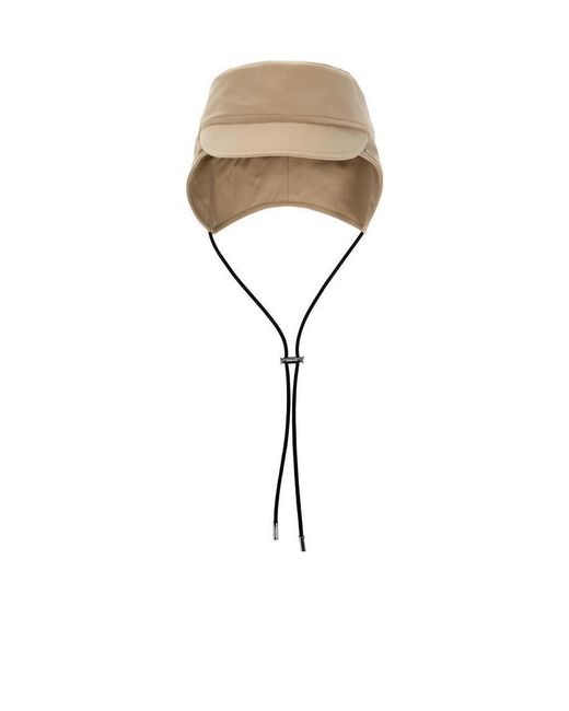 Burberry White Logo Embroidered Drawstring Cap