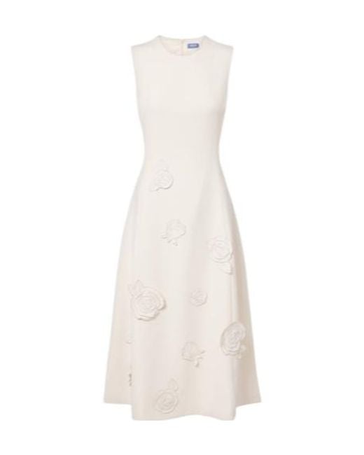 Leo White Floral-Appliqué Midi Dress
