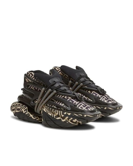 Balmain Black Unicorn Lace-Up Sneakers for men
