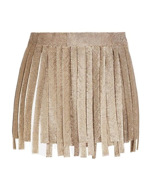 Dolce & Gabbana Natural Crystal-Embellished Fringed Mini Skirt