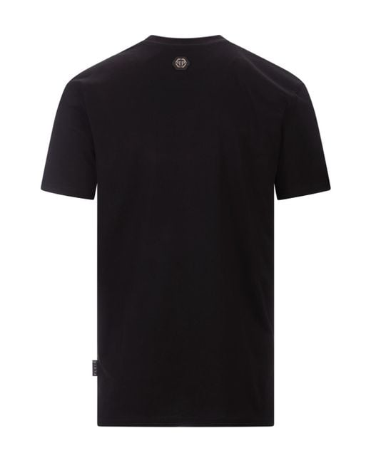 Philipp Plein Black Logo-Embellished Crewneck T-Shirt for men