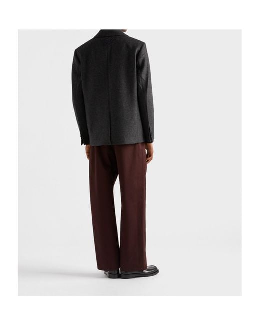 Prada Black Single-Breasted Wool Jacket for men