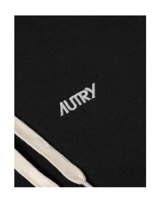 Autry Black Embroidered Logo Hoodie for men