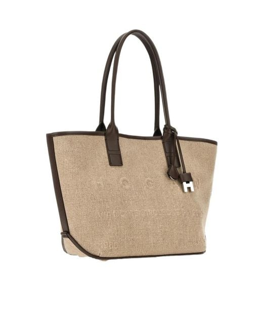 Hogan Natural Logo Embossed Tote Bag