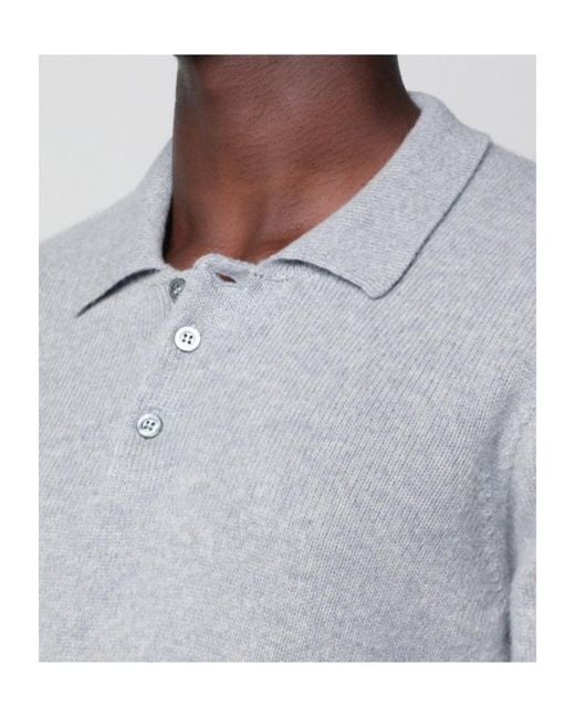 Drumohr Gray Long-Sleeved Polo Collar Sweater for men
