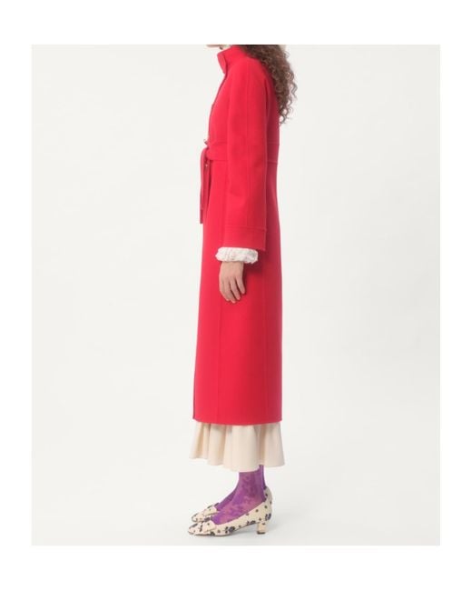 Valentino Red Double-Breasted High Neck Coat