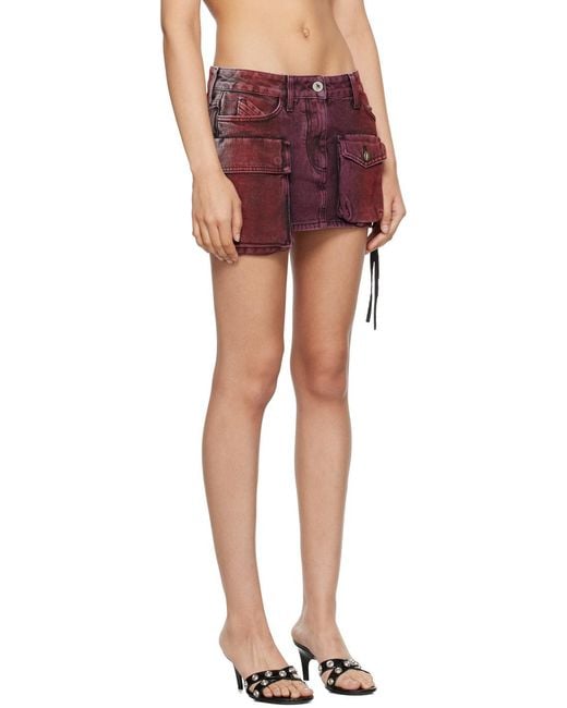 The Attico Red The Low-Rise Cargo Denim Mini Skirt