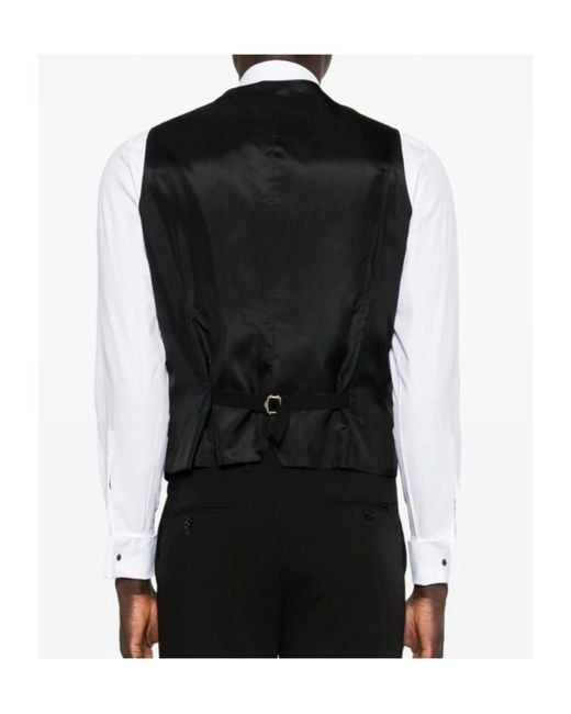 Tagliatore Black Vest With Patch Pockets for men
