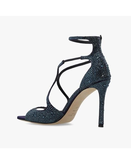 Jimmy Choo Blue Azia 95 Embellished Heeled Sandals