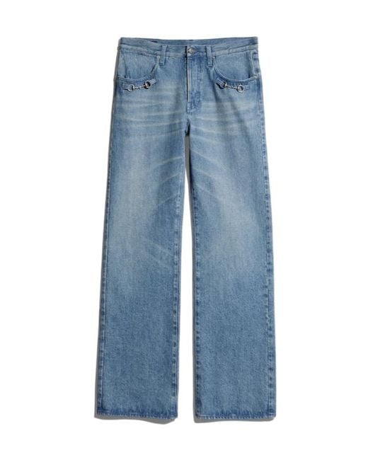 Gucci Blue Flared Denim Pants With Horsebit for men