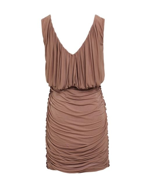 Saint Laurent Brown Deep V Neckline Dress