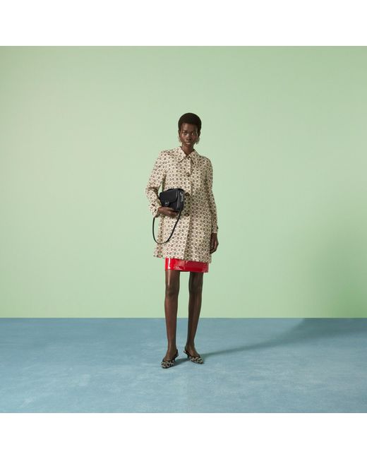 Gucci Metallic Graphic Printed Mid-Length Coat