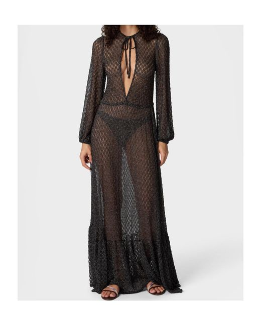 Missoni Black Spiderweb Motif Flounce Long Cover-Up Dress