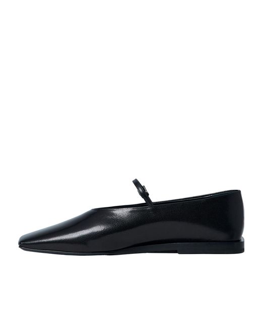 Jil Sander Black Ankle Buckle Strap Flat Shoes