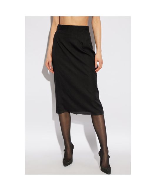Dolce & Gabbana Black Chiffon Voile Calf-Length Skirt