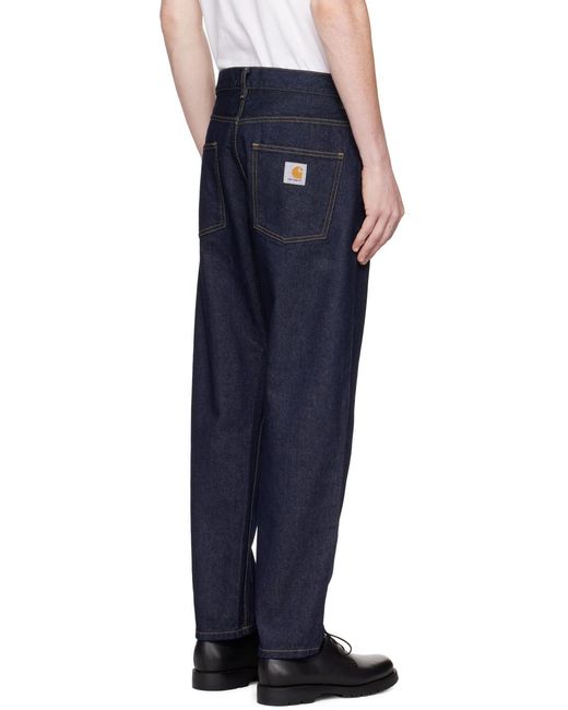 Carhartt Blue Newel Logo-Patch Straight-Leg Jeans for men