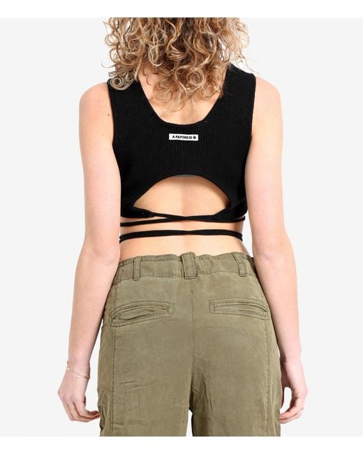 A PAPER KID Black Sleeveless Vest