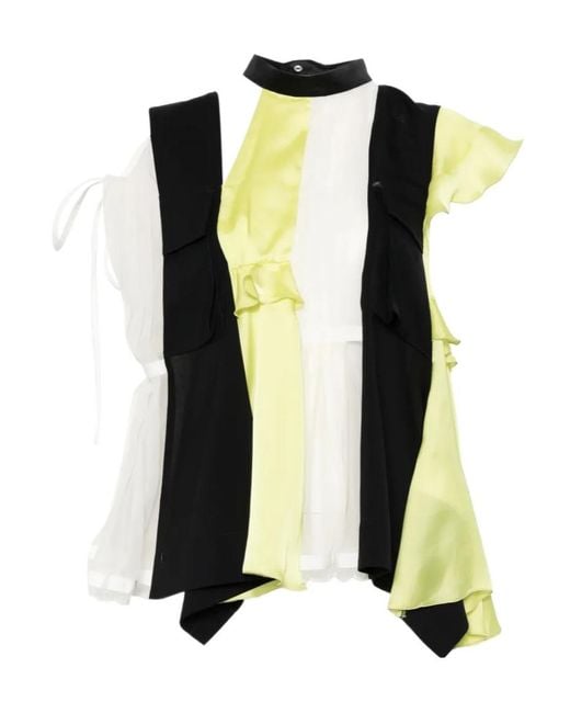 Sacai Black Ruffled Blouse