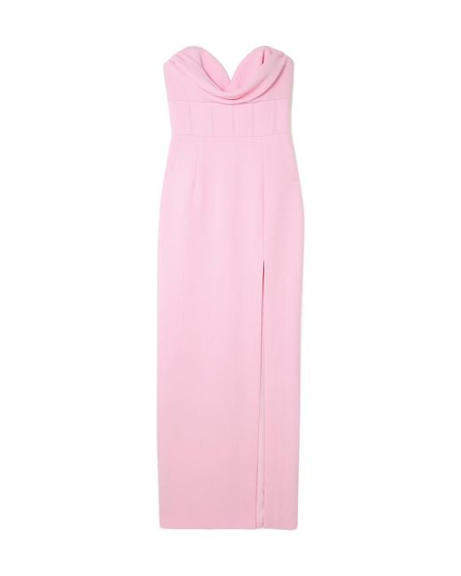 Rebecca Vallance Pink Skyla Strapless Draped Evening Gown