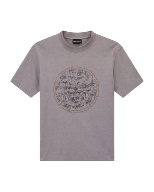Emporio Armani Gray Heavy Jersey T-Shirt With Print And Eagle Hong Kong Capsule Collection for men