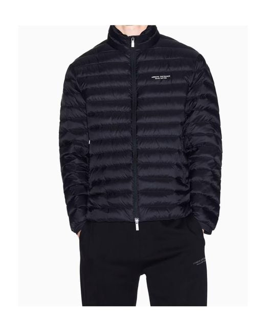 ARMANI EXCHANGE Blue Zipper Down Jacket for men