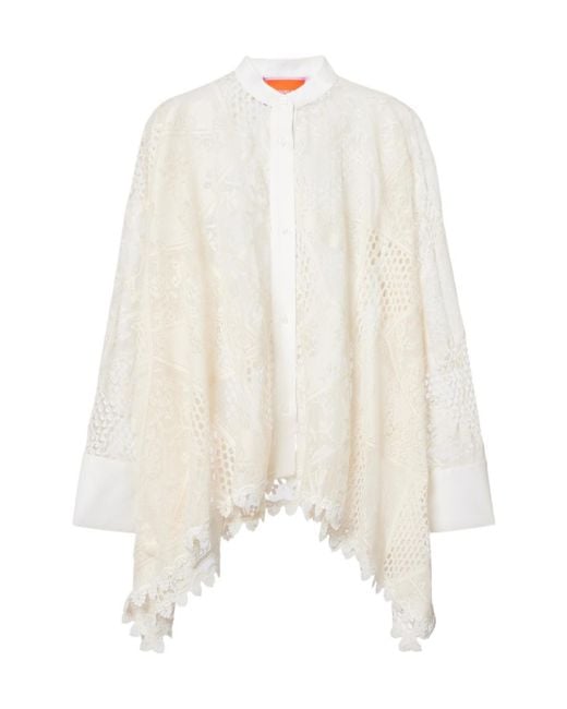LaDoubleJ White Foulard Cotton Blend Lace Cover-Up