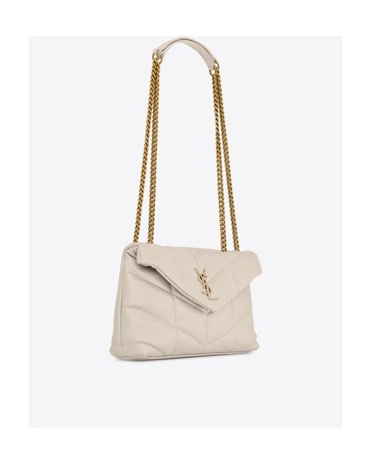 Saint Laurent White Toy Quilted Puffer Shoulder Bag