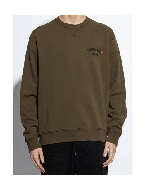DSquared² Green Logo-Embossed Crewneck Sweatshirt for men