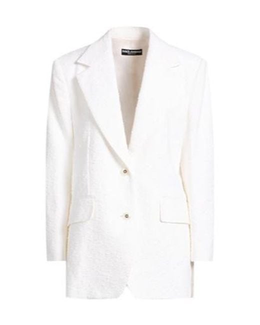 Dolce & Gabbana White Single-Breasted Blazer