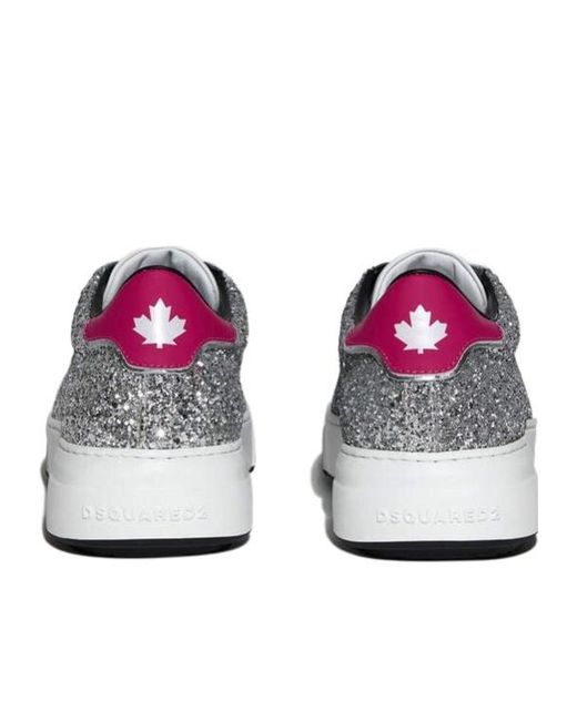 DSquared² Gray Glittered Lace-Up Sneakers