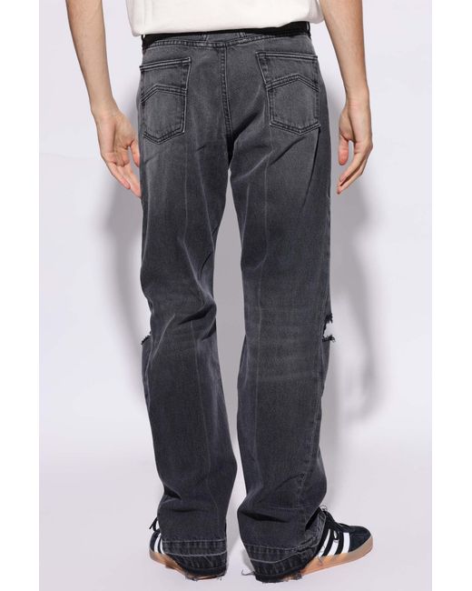 Rhude Blue Distressed Relaxed Fit Jeans for men